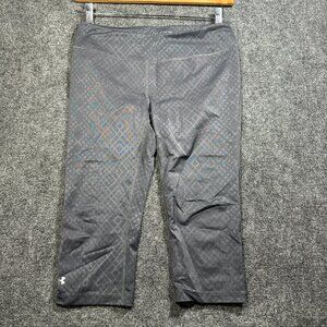 Under Armour Pants Womens Medium Heat Gear Gray Stretch Crop Logo Pull On